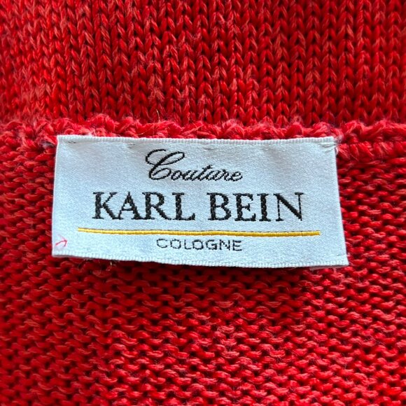 Vintage Karl Bein Cologne Red & Black Cardigan w/ 3D Ribbon Trim - Size M (est.) - Picture 4 of 4